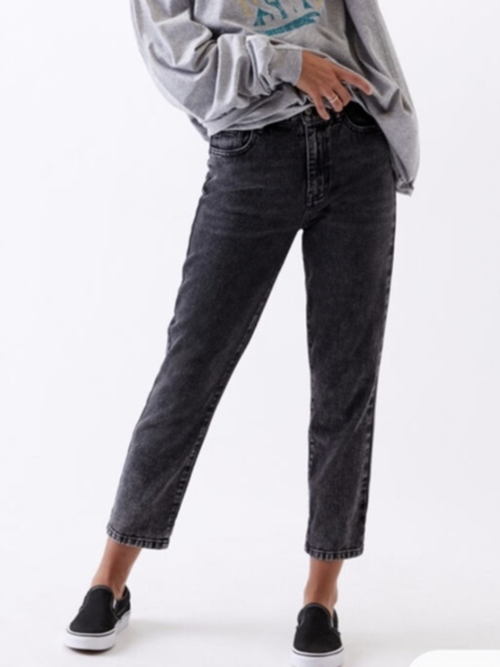 NWT PacSun Mom Jeans Size 24 Washed Black High Rise Rigid Denim 100% Cotton